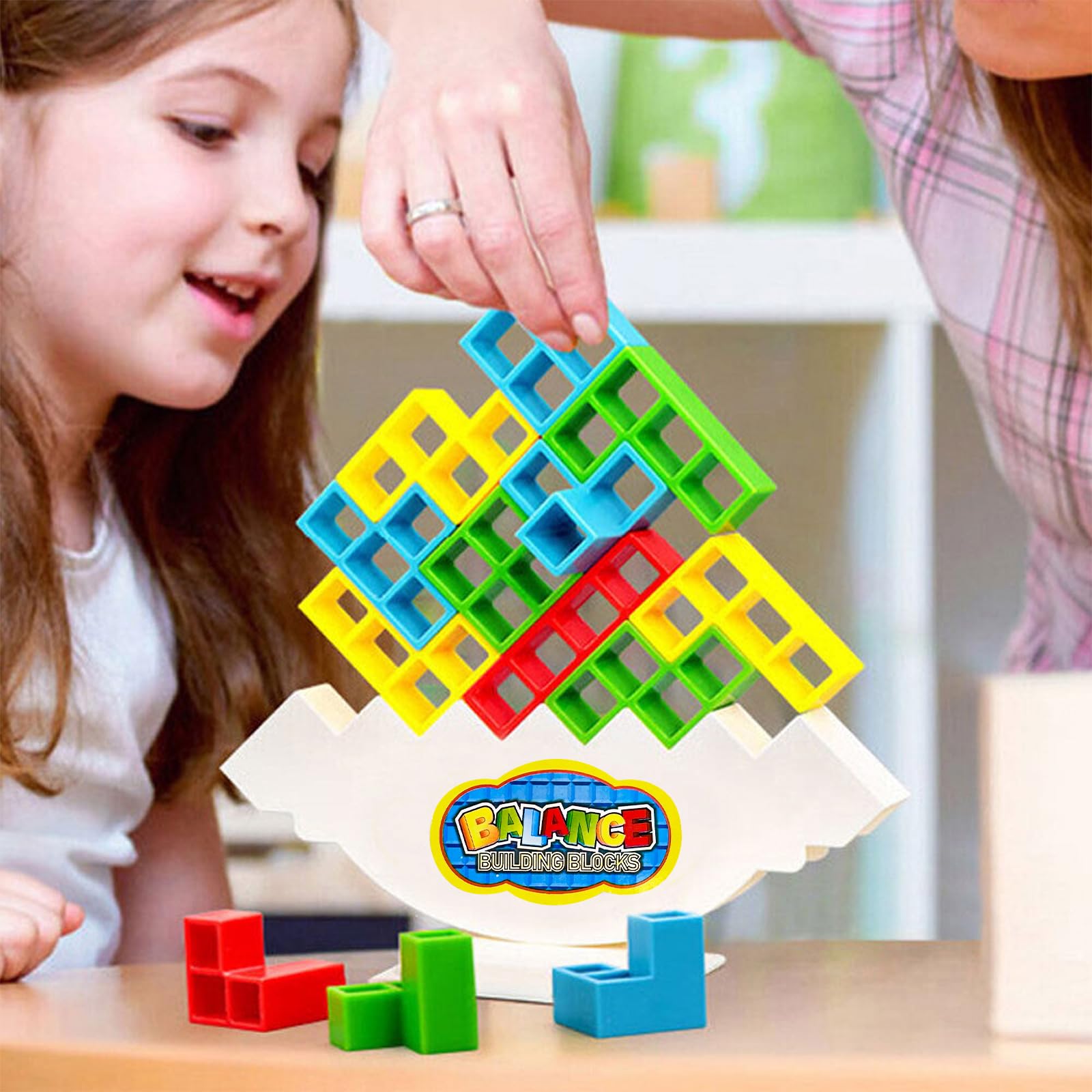 Newpop 32 Pezzi Tetris Tower, Gioco Equilibrio Bambini, Giochi da Tavolo Equilibrio, Giocattolo Impilabile, Blocchi Costruzioni Puzzle, Bilanciamento Giocattoli, Educativi Regalo per Ragazzi e Ragazze
