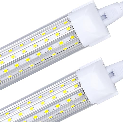 Paquete de 20 lámparas LED de 8 pies, 144 W, 15500 lúmenes, 6000 K, luz blanca fría, tubo de luz enlazable de alto rendimiento, 4 lados en forma de