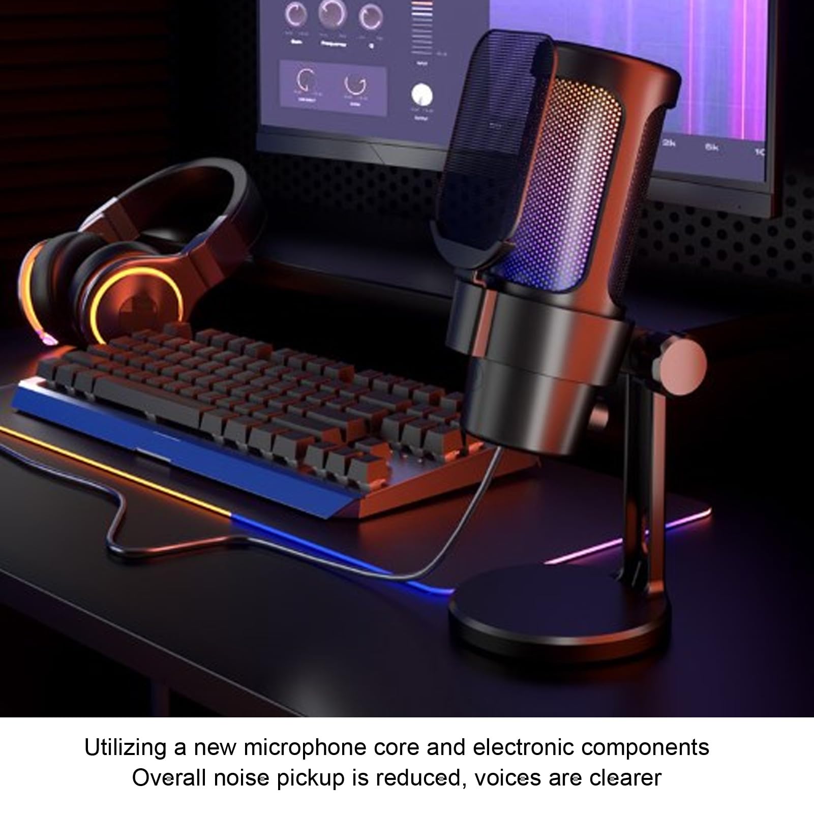 Microfono USB da Gioco Microfono per PC con Regolazione del Guadagno del Volume per Podcast Video Streaming per PC, Registrazione Elettronica in Metallo da Gioco Dal (Nera)