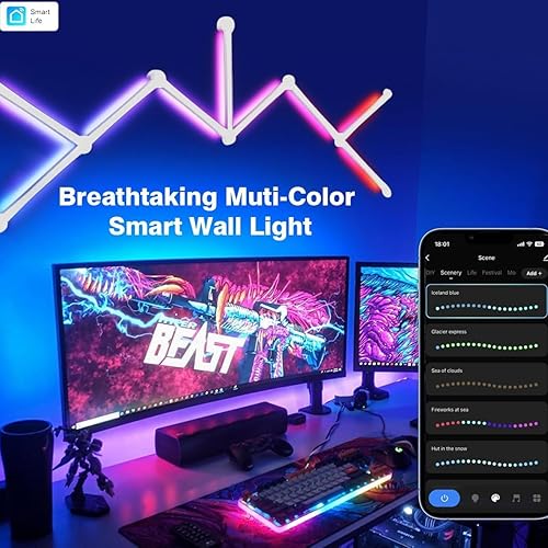 Miniatura 3 de RGBIC Smart WiFi Glide - Lámpara de pared, compatible con Alexa y Google Assistant, 16 millones de colores, sincronización de música, luces de