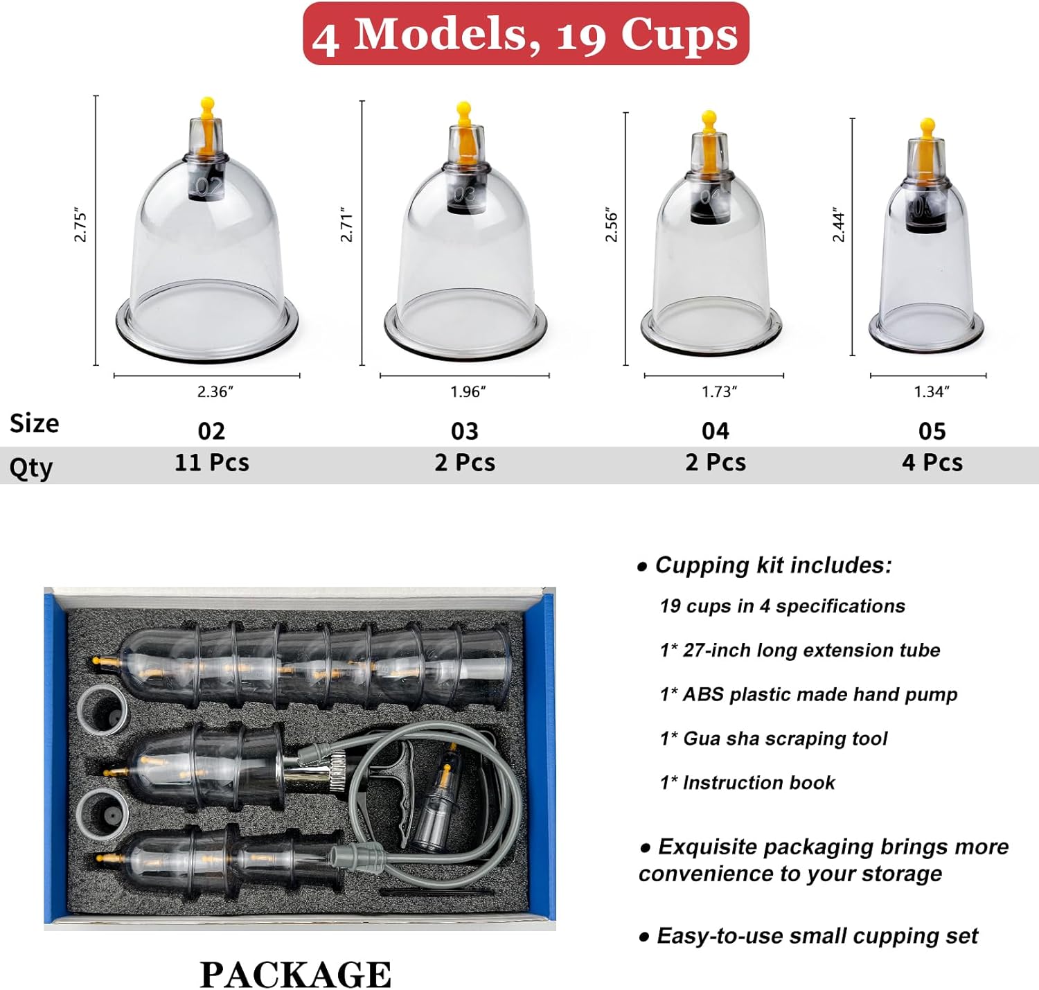 Cupping Set, 19 Cups Cupping Kit for Massage Therapy, Cupping Therapy Set with Pump for Back Massage, Pain Relief, Physical Therapy - Image 2