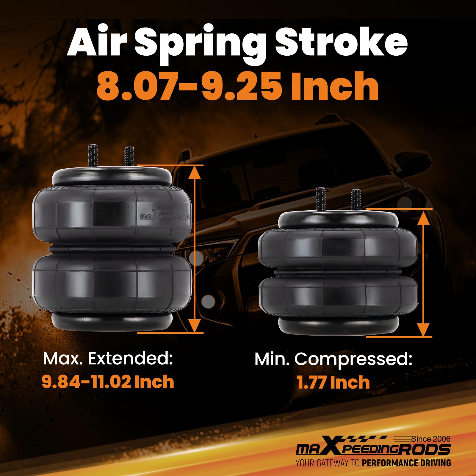 maXpeedingrods Lot de 2 sacs de suspension pneumatique de remplacement avec raccords pneumatiques pour sacs de suspension pneumatique Firestone 6781 Remplacer W21-760-6781