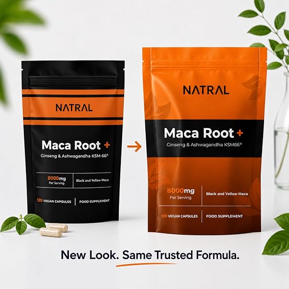 Maca Root Black & Yellow 8000mg Complex enriched with KSM Ashwagandha & Ginseng - 120 High Strength Capsules