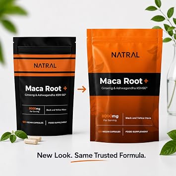 Maca Root Black & Yellow 8000mg Complex enriched with KSM Ashwagandha & Ginseng - 120 High Strength Capsules