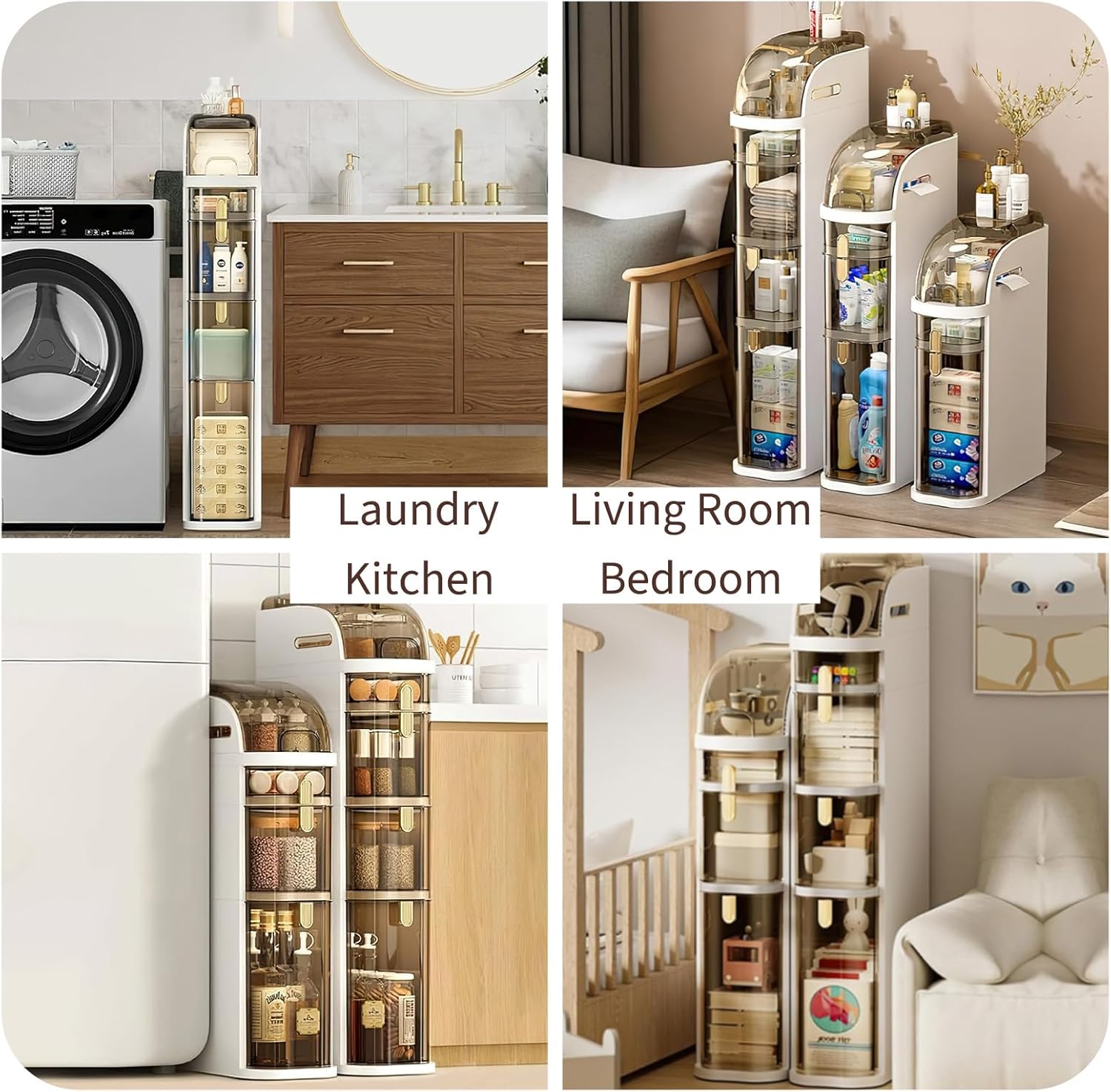 2-Tiers Slim Bathroom Storage Cabinet,Waterproof Free Standing Toilet Paper Holder,Mobile Waterproof Narrow Bathroom Storage Organizer with Wheels and Drawers for Kitchen Bedroom Laundry Room