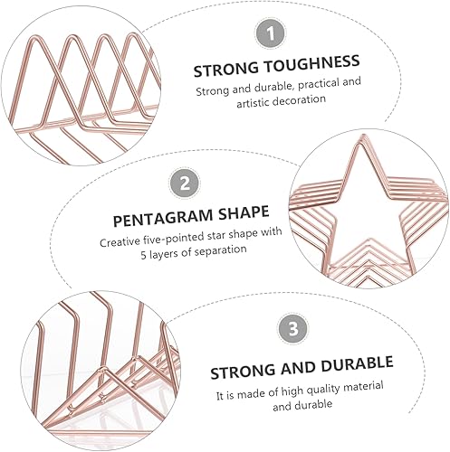 Miniatura 3 de Cabilock Unique Iron Star Book Holding Rack Pequeño Estantería Ornamento para Oficina en Casa Oro Rosa