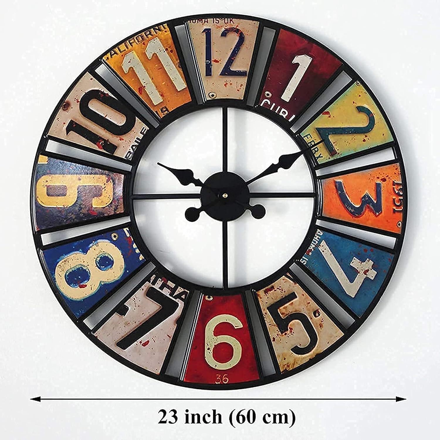 Large Outdoor Garden Wall Clock, Round Antique Sticker Garden Clock Open Face Metal Waterproof Outdoor Clock Indoor Outdoor Decoration Mute Quartz Wall Clock Outside Clock(23in,60c