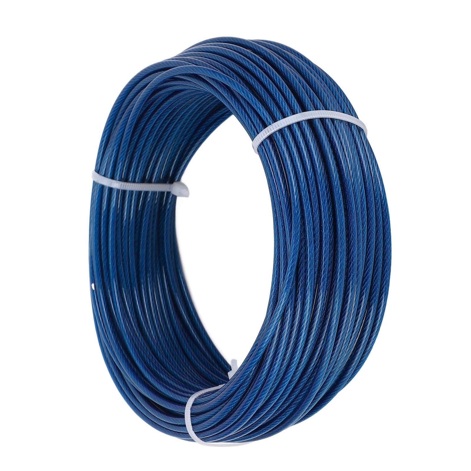 FTVOGUE Kit Tenditore per Fune, Kit Traliccio in Acciaio Inossidabile 304 con Cavo Rivestito in Plastica Blu da 100 Piedi 3 Mm, Resistente Ai Raggi UV, per Stendibiancheria da Esterno Supporto per