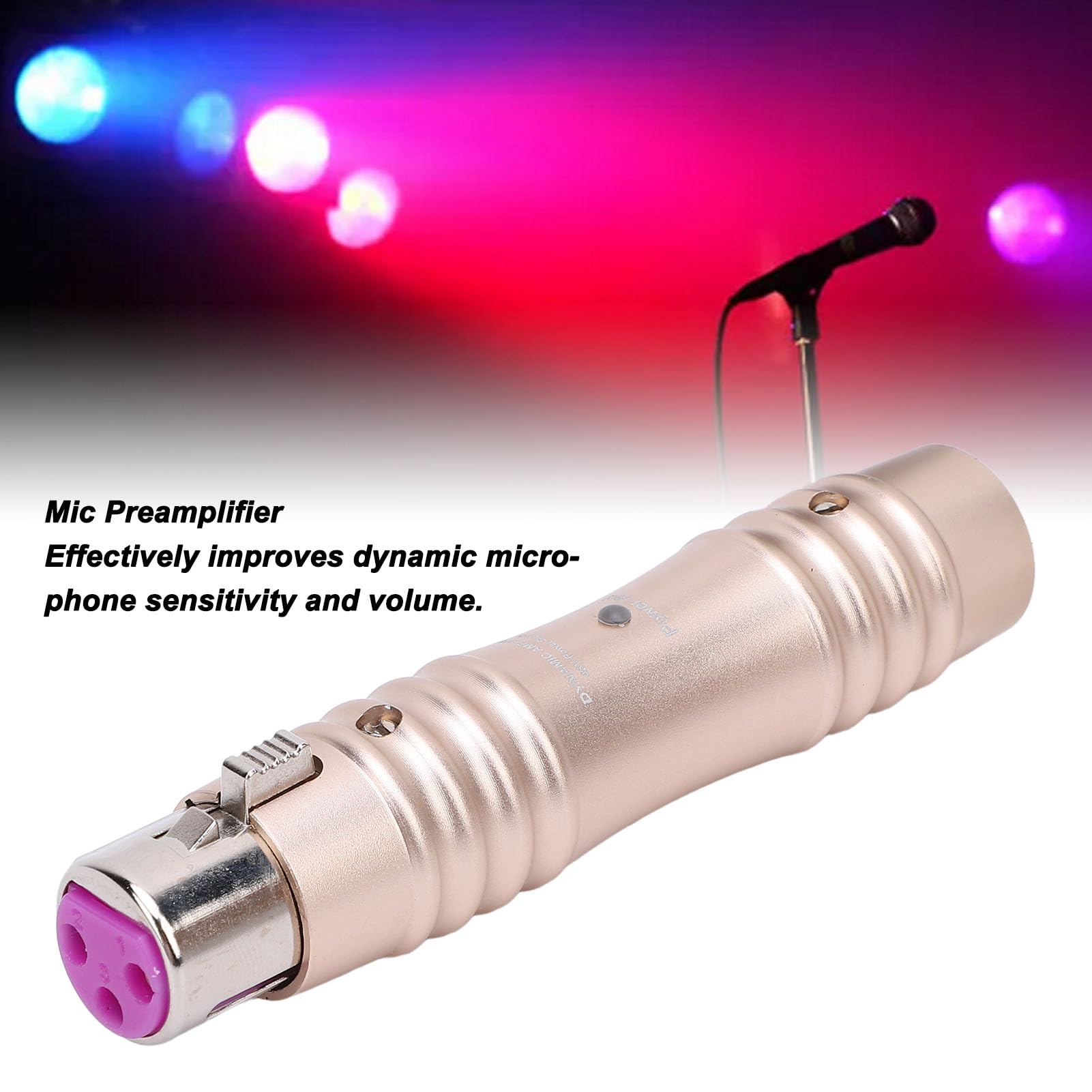 Microphone Preamp, Mic Preamp for Dynamic and Ribbon Mics, Intelligent Noise, Enhance and Add Clarity to Vocal, 48V XLR Mic Preamp for Mixer Karaoke Sound Card (Round)