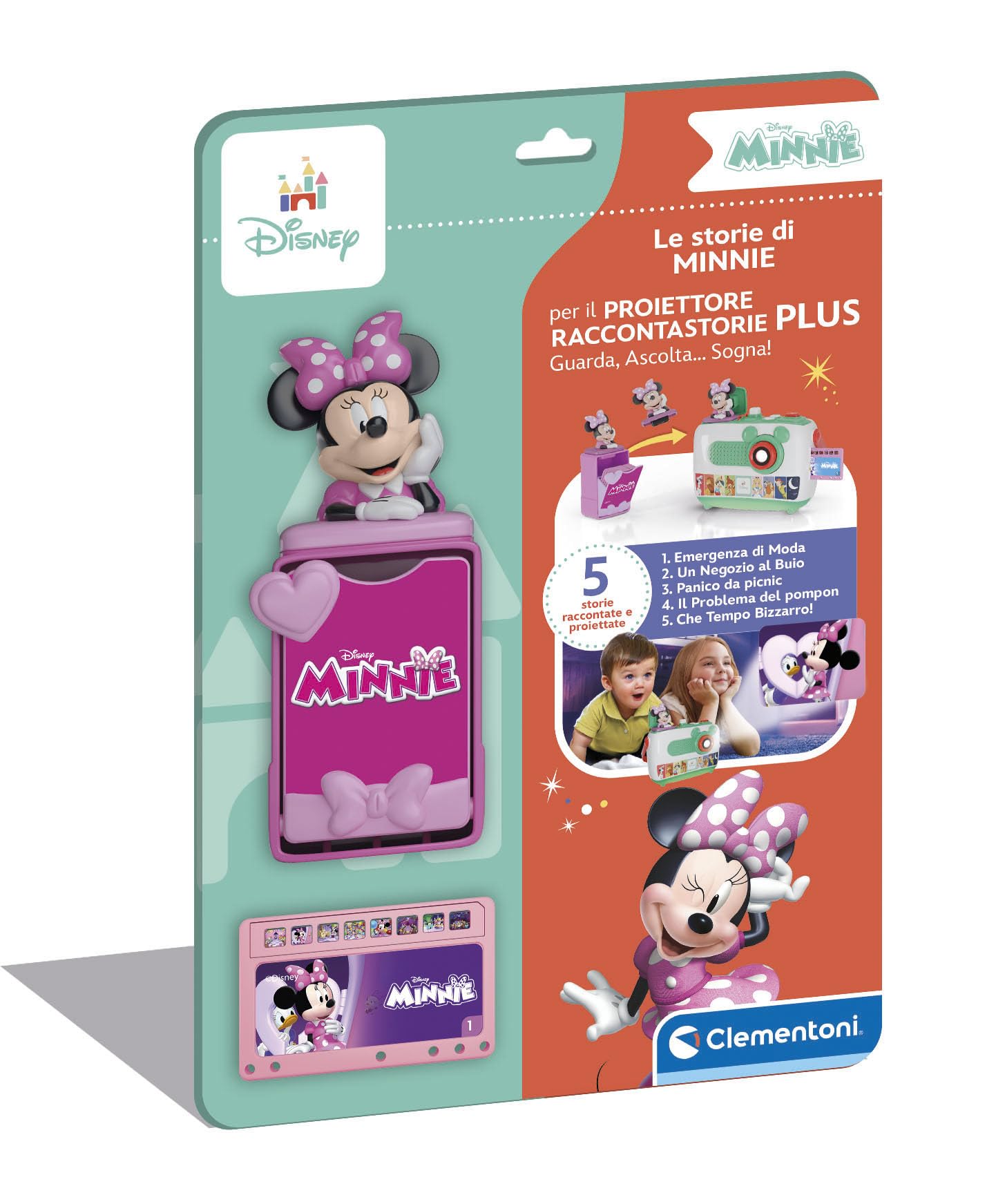 Clementoni Disney Baby Ricarica Minnie Proiettore Raccontastorie Plus, Storyteller Bambini 2+ Anni, 5 Storie Raccontate e Proiettate, Gioco Elettronico Parlante Portatile, Lingua Italiana, 17585