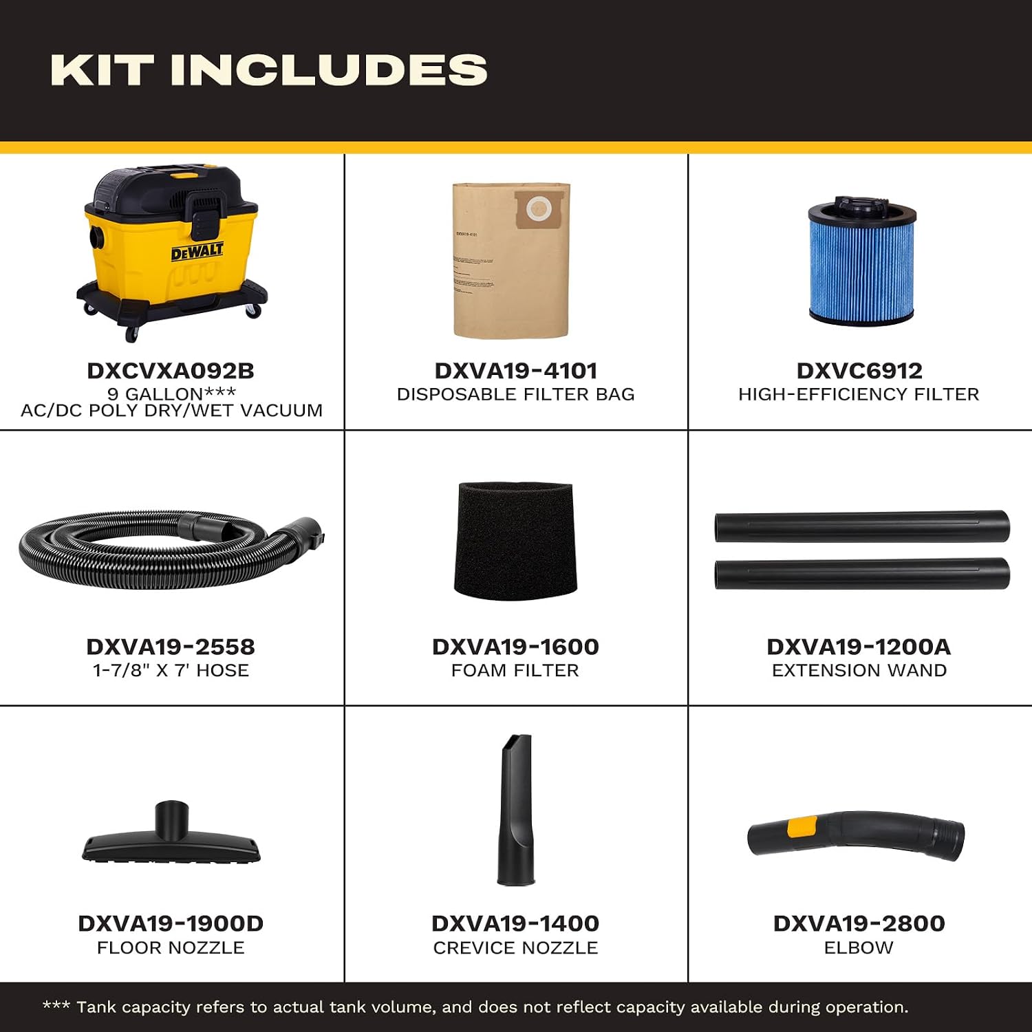 DEWALT 20V Cordless Shop Vac, AC/DC 9 Gal Wet Dry Vacuum Cleaner, Tool Only image 2