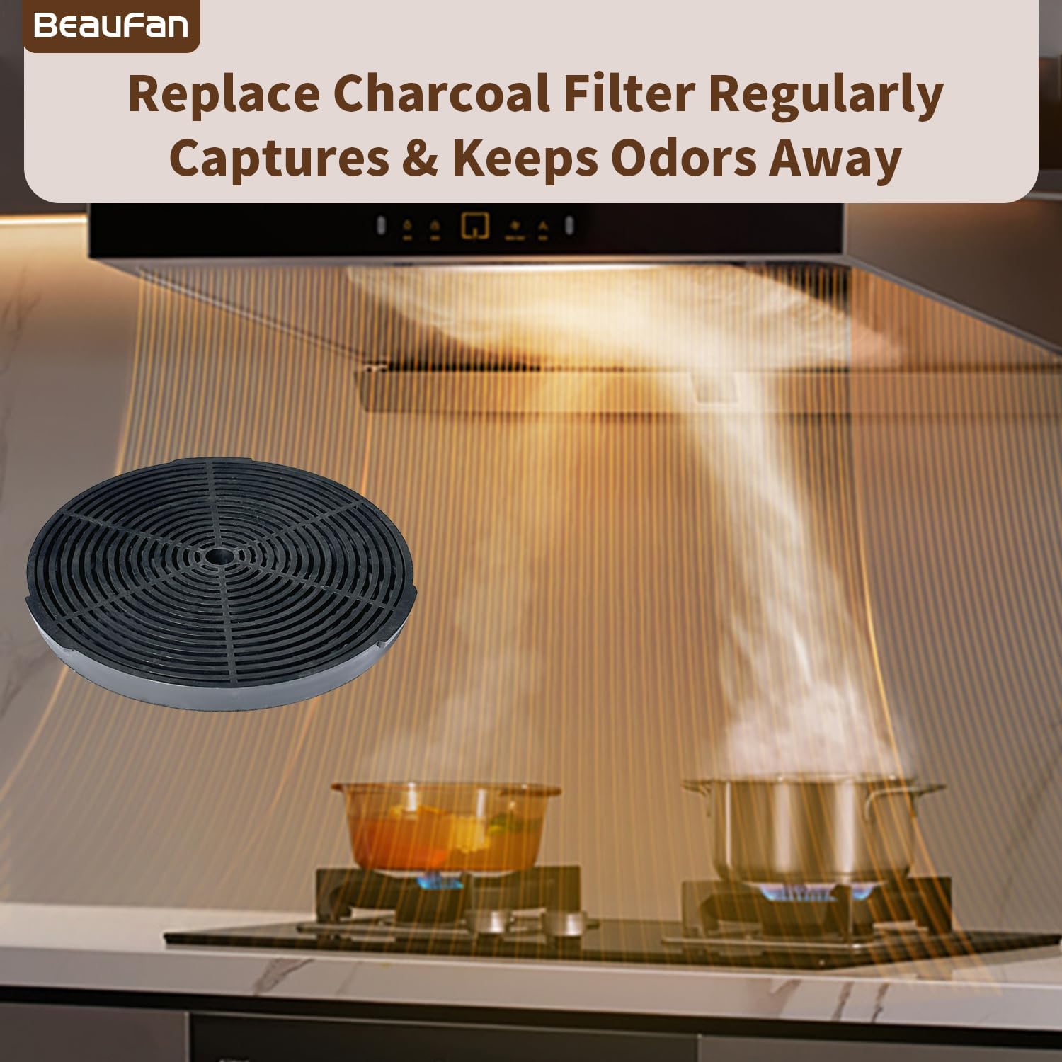 WRHF005S2 Carbon Charcoal filters Fit for Winflo 30 In. Convertible Stainless Steel Glass Island/Wall Mount Range Hood (Set of 4) - Image 5