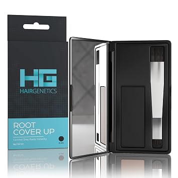 Hair Genetics Root Touch Up Hair Color Root Cover Up with Double-Ended Brush for Hair Color for Gray Hair Coverage - Portable Hair Powder Solution for Quick Gray Coverage Black, 6g