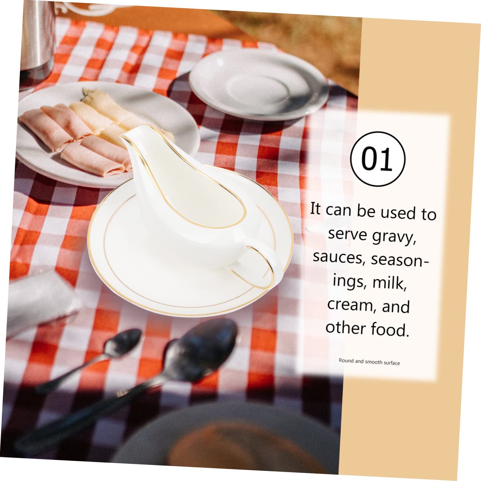 Unomor 1 Set Steak Sauce Pot Coffe Creamer Dispense Holder Sauce Pitcher Porcelain Saucer Sauce Boats Coffee Container Boat Saucer Gravy Pitcher Condiment Bowls Soy Creamer Ceramics