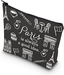 Paris Travel Gift Paris City Skyline Paris Is Always A Good Idea Zipper Pouch Makeup Bag (BLK-Paris)