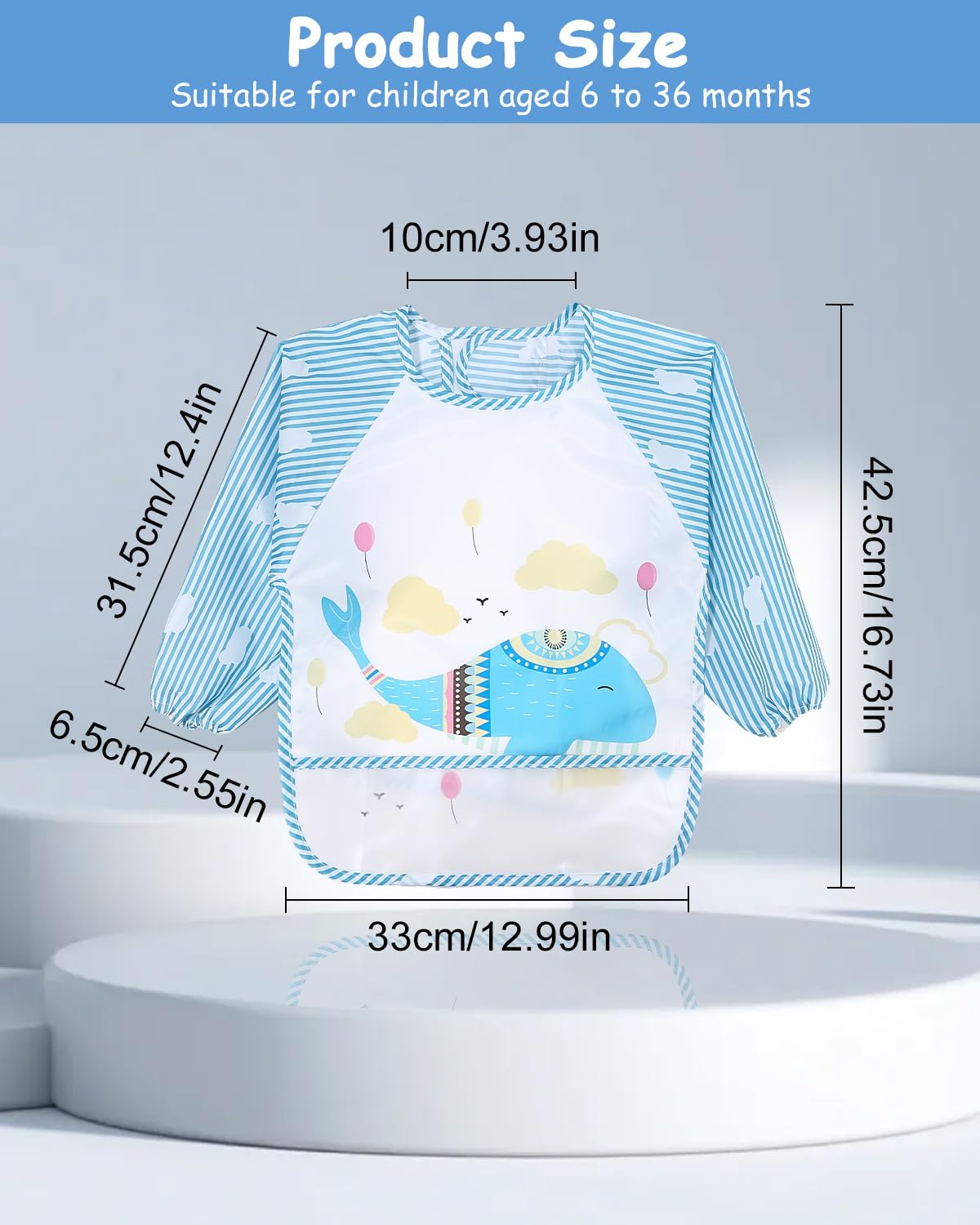 Conjunto de 5 Abero con Mangas Impermeable,Babero de Manga Larga de Bebé con Bolsillo Recoge Comida,con Mangas Impermeable Delantal de Bebé Lavables,para Pintar Artes Bebe Unisex 6 a 36 Meses