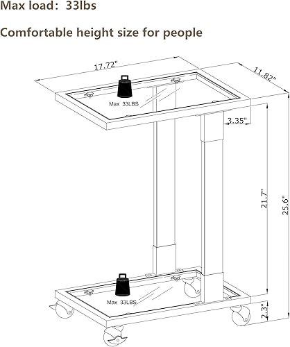 Miniatura 9 de Juego de 2 mesas auxiliares de cristal dorado, mesas laterales en forma de C con ruedas, mesa acrílica para sala de estar, mesa C para dormitorio,