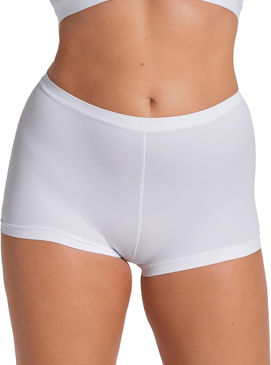 Leonisa No Show Boxer Briefs for Women Boy Shorts Underwear White