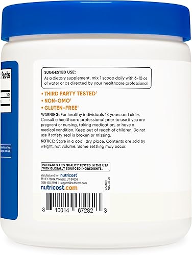 Miniatura 4 de Nutricost Polvo de glicina de 1 libra, sin OMG, sin gluten