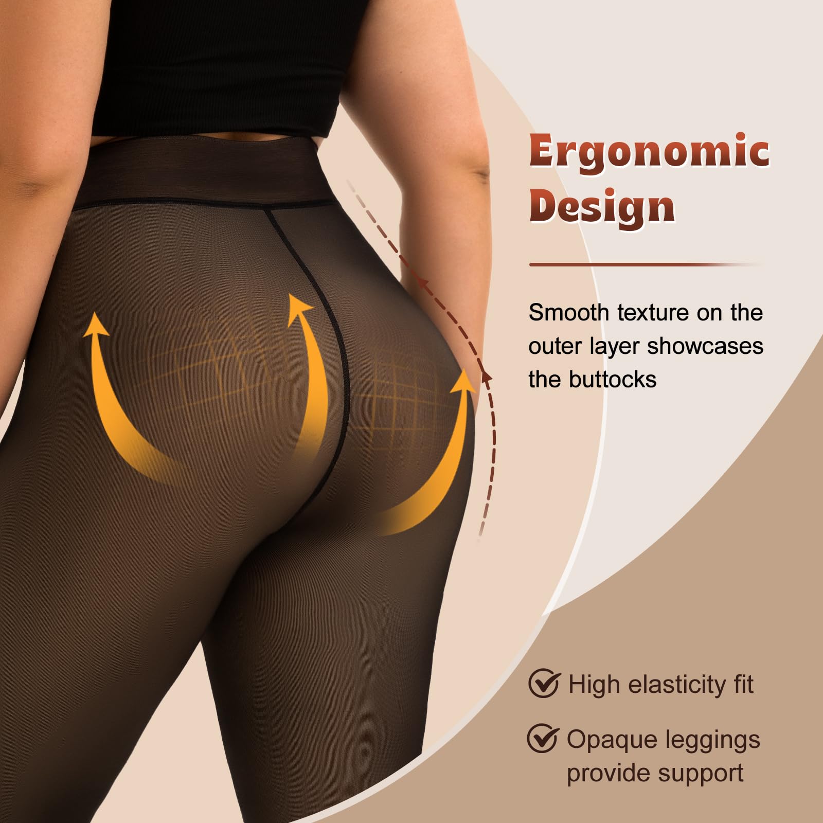 HONGTEYA 2 Packs Plus Size Fleece Lined Tights Women Moda Donna