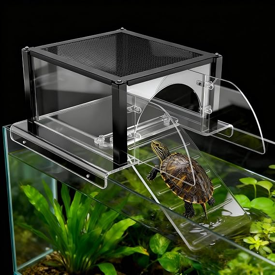 Turtle Basking Platform for 25-34cm Wide Aquariums, Turtle Tank Topper Terrapin Basking Platform for Aquatic Turtles, Turtle Ramp Dock Area, Terrace, Turtles Tank Accessories