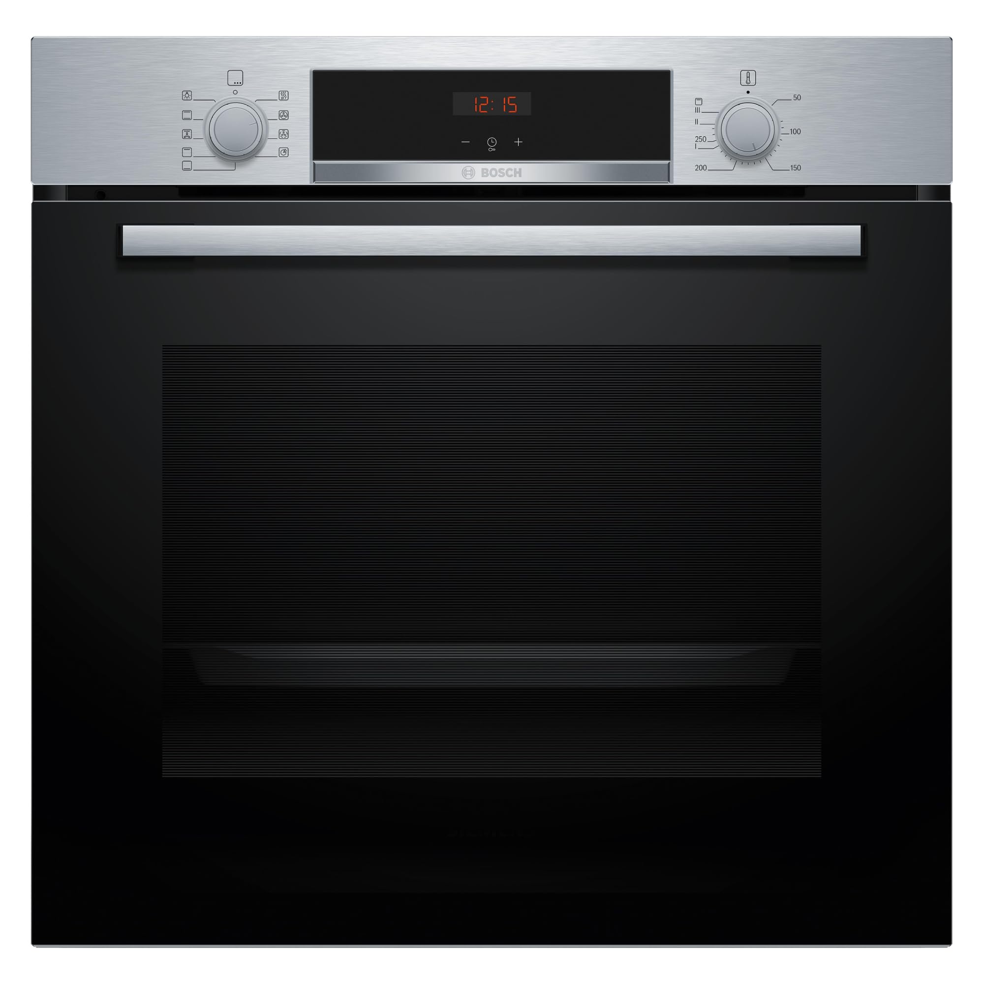 Bosch - Horno Multifunción, Serie 4, 60 cm. de ancho, Asistente de limpieza con agua, 3D Hotair, Acero, HBA514ES3