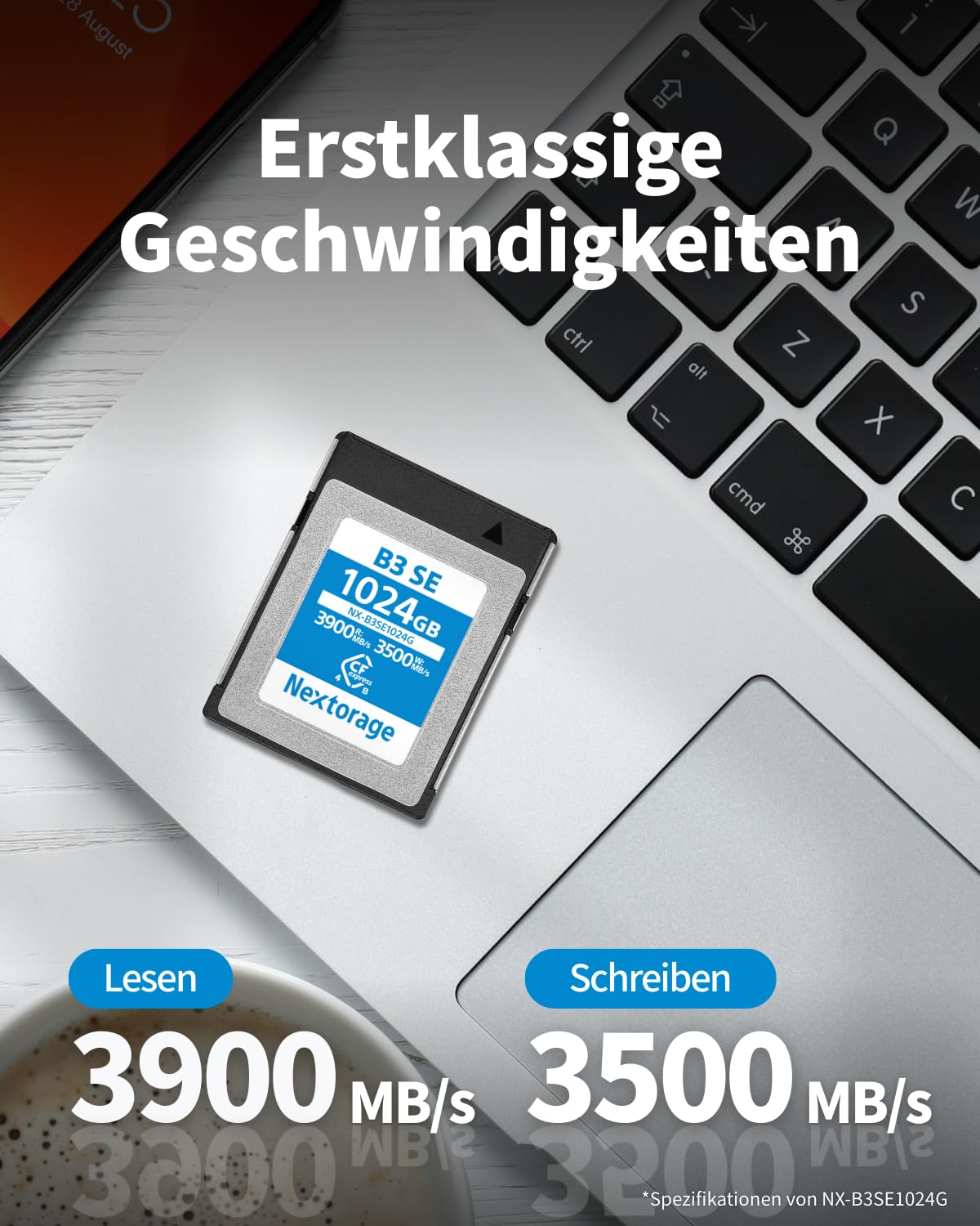Nextorage CFexpress 4.0 Typ B Karte 512GB, japanische speicherkarte datenspeicher CF Express Type B, Kamera Zubehör für Sony/Nikon/Canon/Panasonic/Fujifilm, B3SE NX-B3SE512G