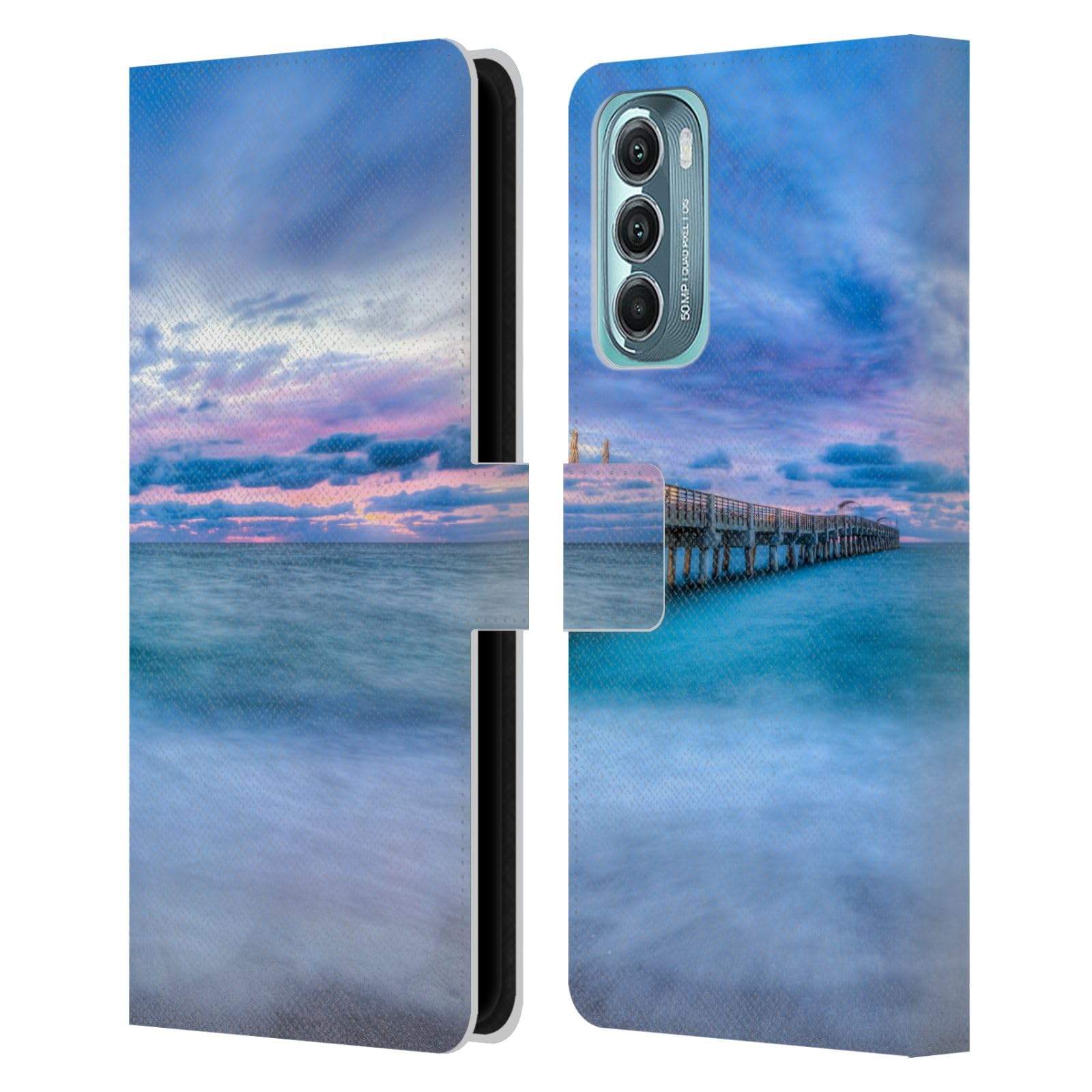 Head Case Designs Officially Licensed Celebrate Life Gallery Calm at Dawn Beaches 2 Leather Book Wallet Case Cover Compatible with Motorola Moto G Stylus 5G (2022)
