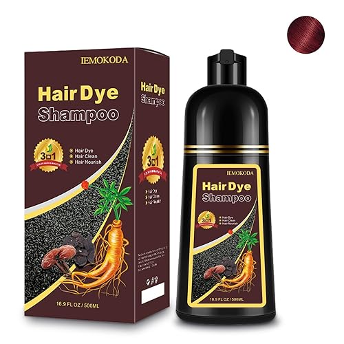 Miniatura 1 de Champú de tinte para el cabello 3 en 1 Champu Para Canas Mujer, champú tratado con color vino rojo herbáceo instantáneo, de larga duración, fácil de