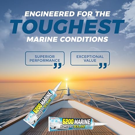 5200 Marine Sealant Adhesive Fast Cure - Permanent, Watertight Bonding and Sealing - UV Resistant, Above & Below Waterline- for Boats, Hulls, Decks & RVs,Pond Sealant 3oz (1Pack White)