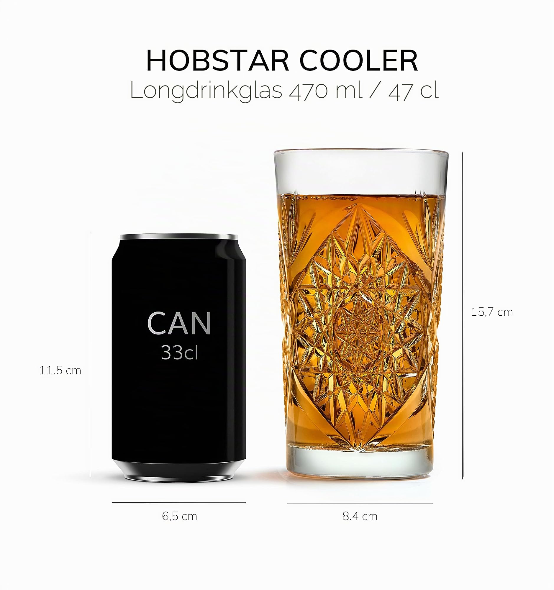 Libbey - Hobstar - Longdrinkglas, Cocktailglas, Wasserglas, Saftglas - 470 ml - Glas - 6er Set - bekannt aus den coolsten Hotels und Bars