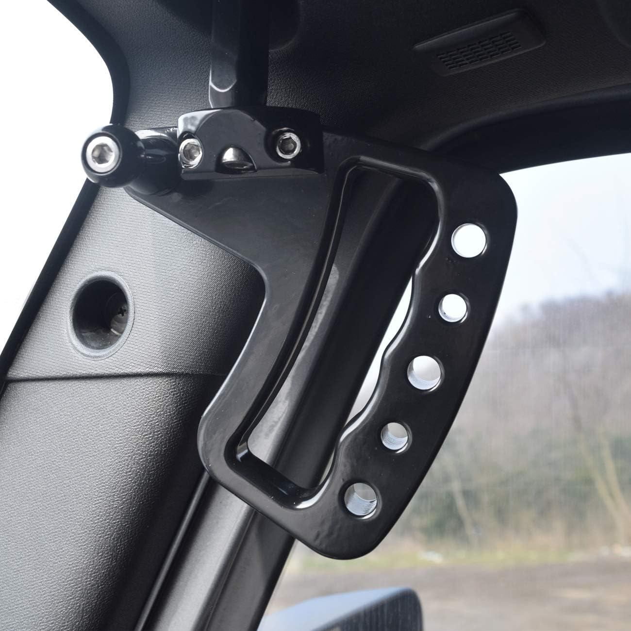 ICARS Black Front Aluminum Grab Handles for 2007-2018 JK JKU Jeep Wrangler Rubicon Sahara Sport Unlimited Accessories (Pair)
