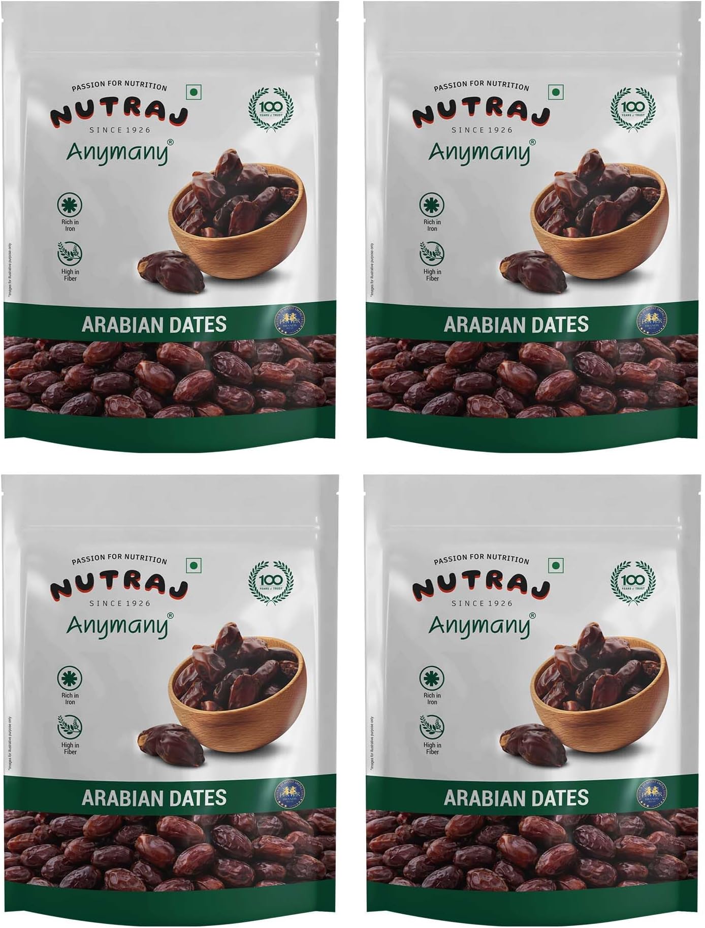 Nutraj UAE Arabian Dates 2kg (500g X 4) Pouch | Khajur | Dry Fruits and Nuts | Grocery