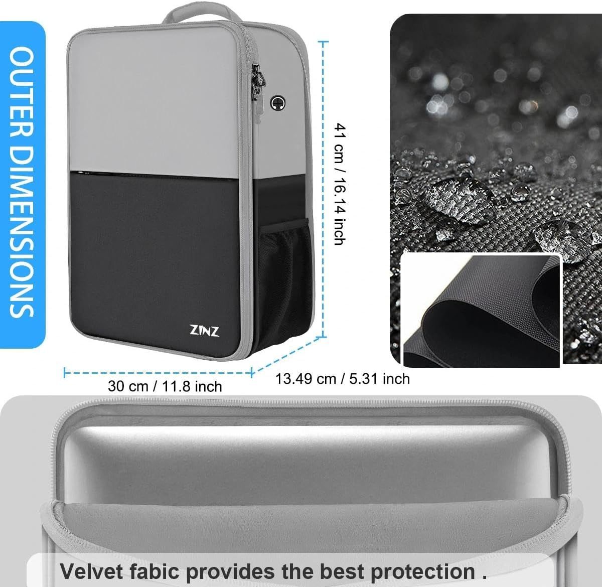 ZINZ Slim & Expandable Laptop Backpack 17 inch Travel Business Backpack Water Resistant Daypack Bookpack for Most 17 inch NoteBooks，Gray&Black