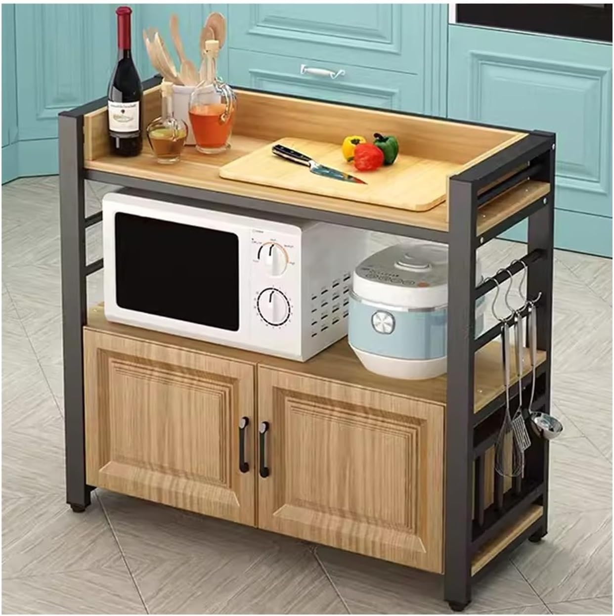 Storage Trolley Kitchen Table Vegetable Cutting Storage Rack Multifunctional Operation Simple Small Long for Household Use Shelving Organizer