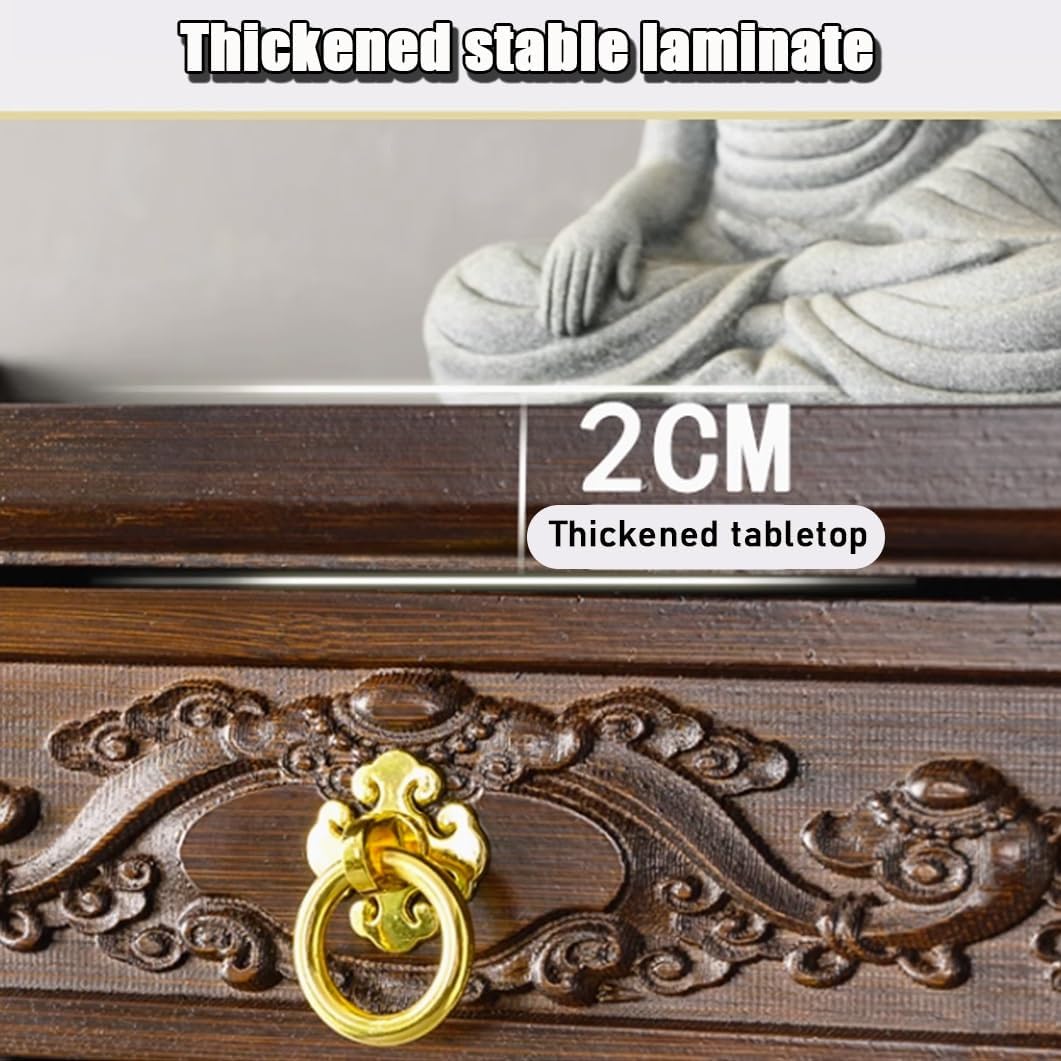 YVYKFZD Buddha Statue Stand Shrine Altar Table, Wall-Mounted Display Pedestal Offering Table, Bamboo Stand Shrine Prayer Buddhist Niche Incense Tribute Puja Table(Walnut,40x30cm/15.7"x11.8")