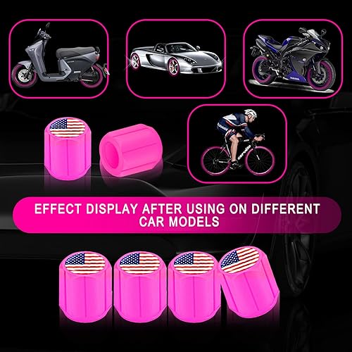Miniatura 5 de jeseny 4 tapas de válvula de neumático de automóvil cubierta de vástago de válvula de neumático fluorescente de bandera estadounidense BW cubierta