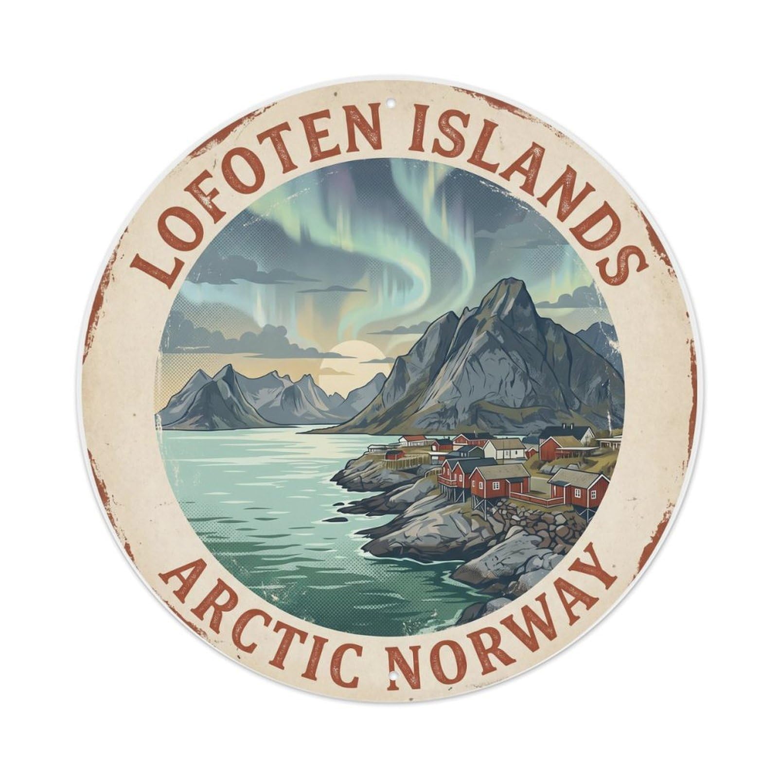 Vintage Travel Lofoten Islands Norway Metal Tin Sign