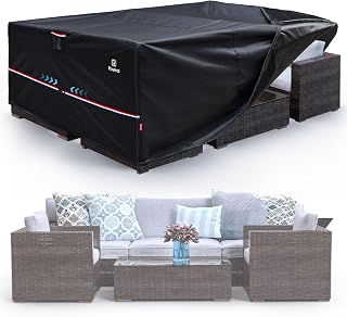 Patio Furniture Covers Outdoor Waterproof Table Sectional Set Large Cover,Heavy Duty 550D Anti Tear Couch Sofa Covers with Buckles&Vents&Handles(Rectangle 110"Lx84Wx28H)