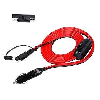 SinLoon Cigarette Lighter SAE Battery Charger Cable with Switch, 12V, 10FT