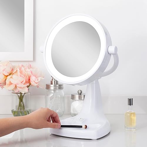 Miniatura 8 de Zadro Eleganze Bright - Espejo de maquillaje iluminado con ampliación y bandeja de almacenamiento (10X1X 11 pulgadas de ancho x 17.5 pulgadas de
