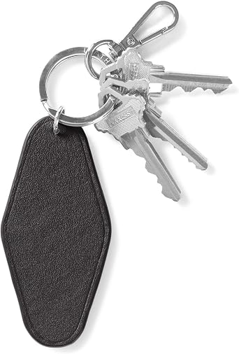 Leatherology Rectangle Keychain Leather Keychain with Metal Keyring & Clip, Classic Key Holder for House or Car Keys, Durable Valet Keychain Accessory