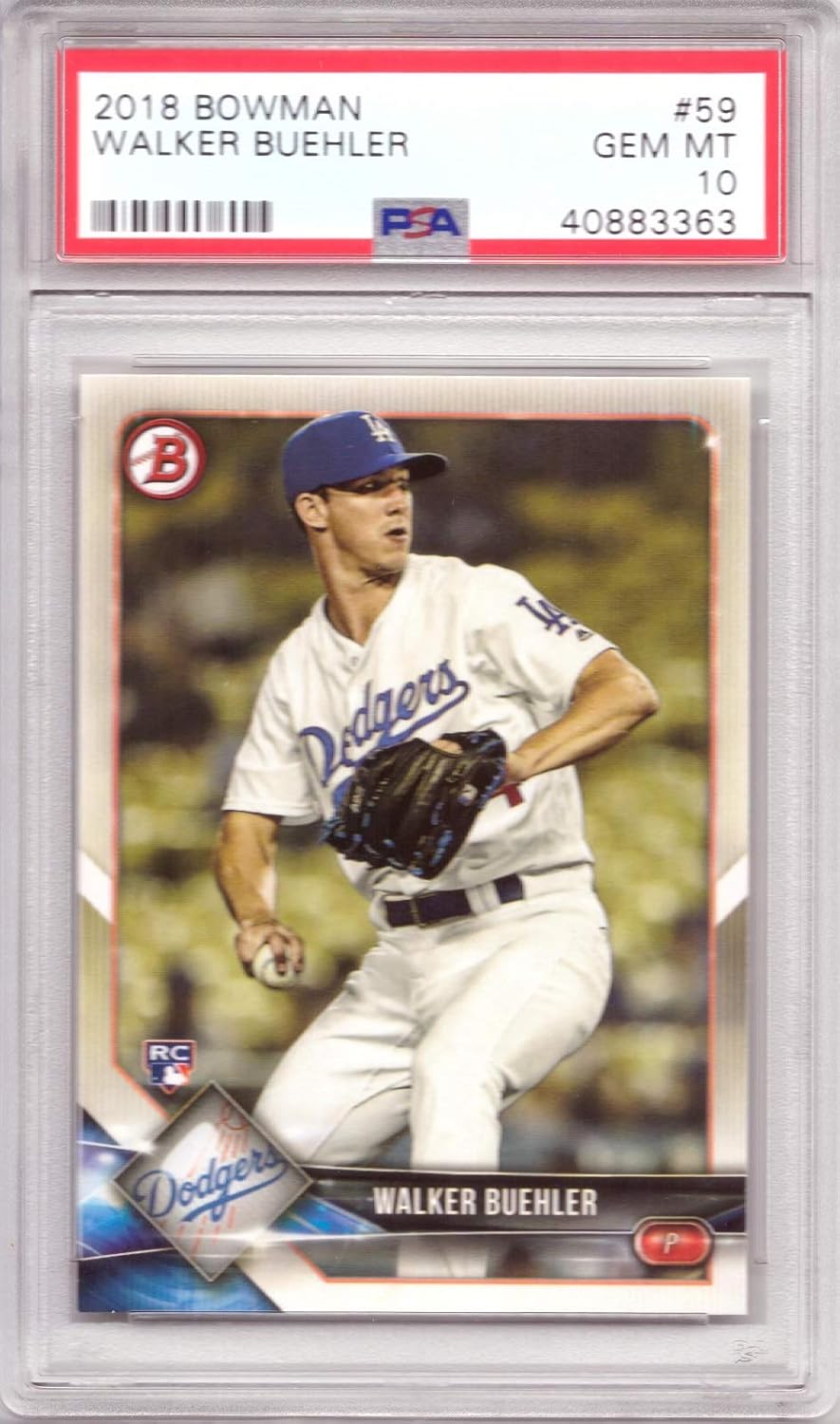 2018 Bowman Baseball #59 Walker Buehler Rookie Card Graded PSA 10 Gem Mint