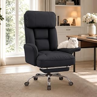 Ergonomic Office Chair With Footrest & Adjustable Armrests, High Back Computer Chair, Comfortable Desk Chairs For Home Office Or Office Work