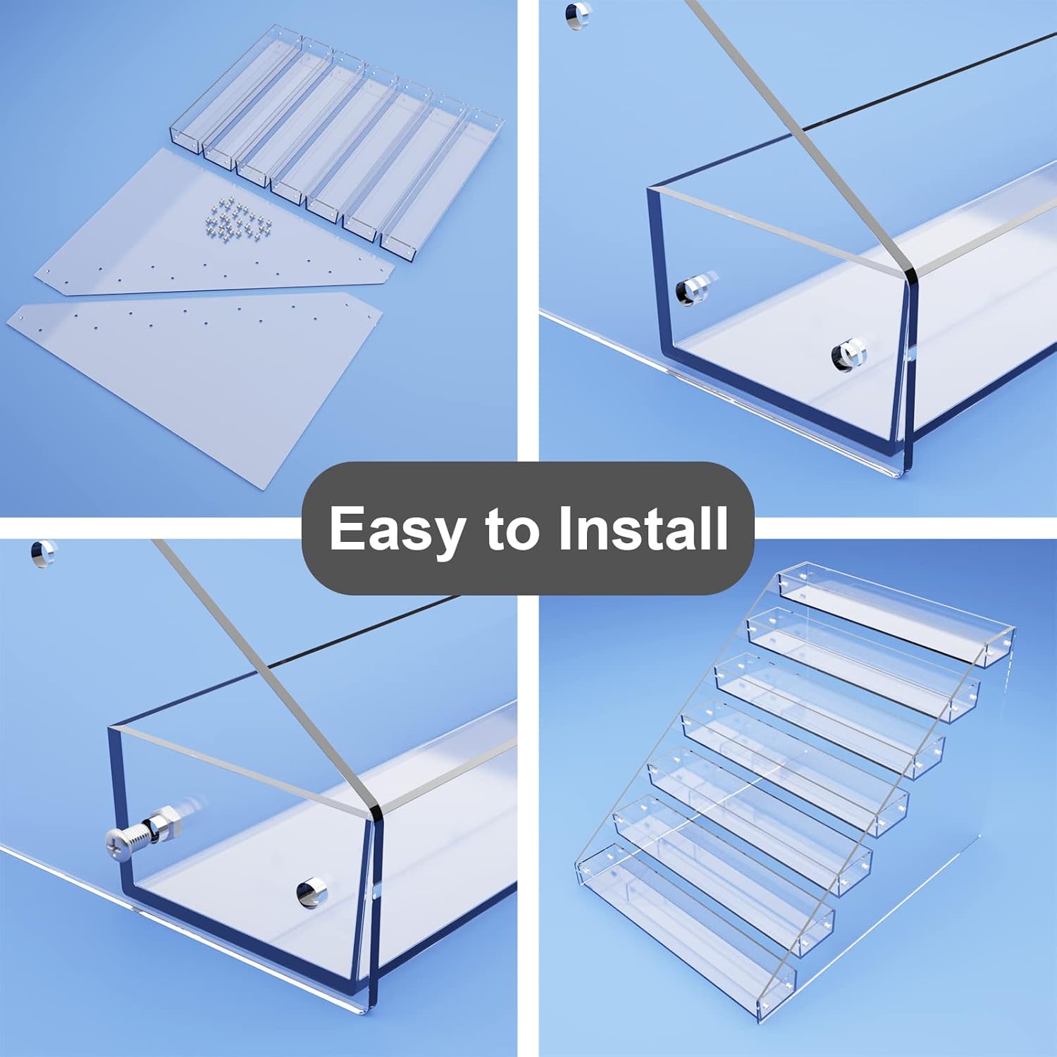 Tiered Spice Rack Acrylic, 7 Tier Clear Spice Rack Organizer for Cabinet, Vertical Spice Rack Shelf Durable Kitchen Seasoning Organizer for Countertop, Cabinet, Pantry, Kitchen Storage (7 Tier)