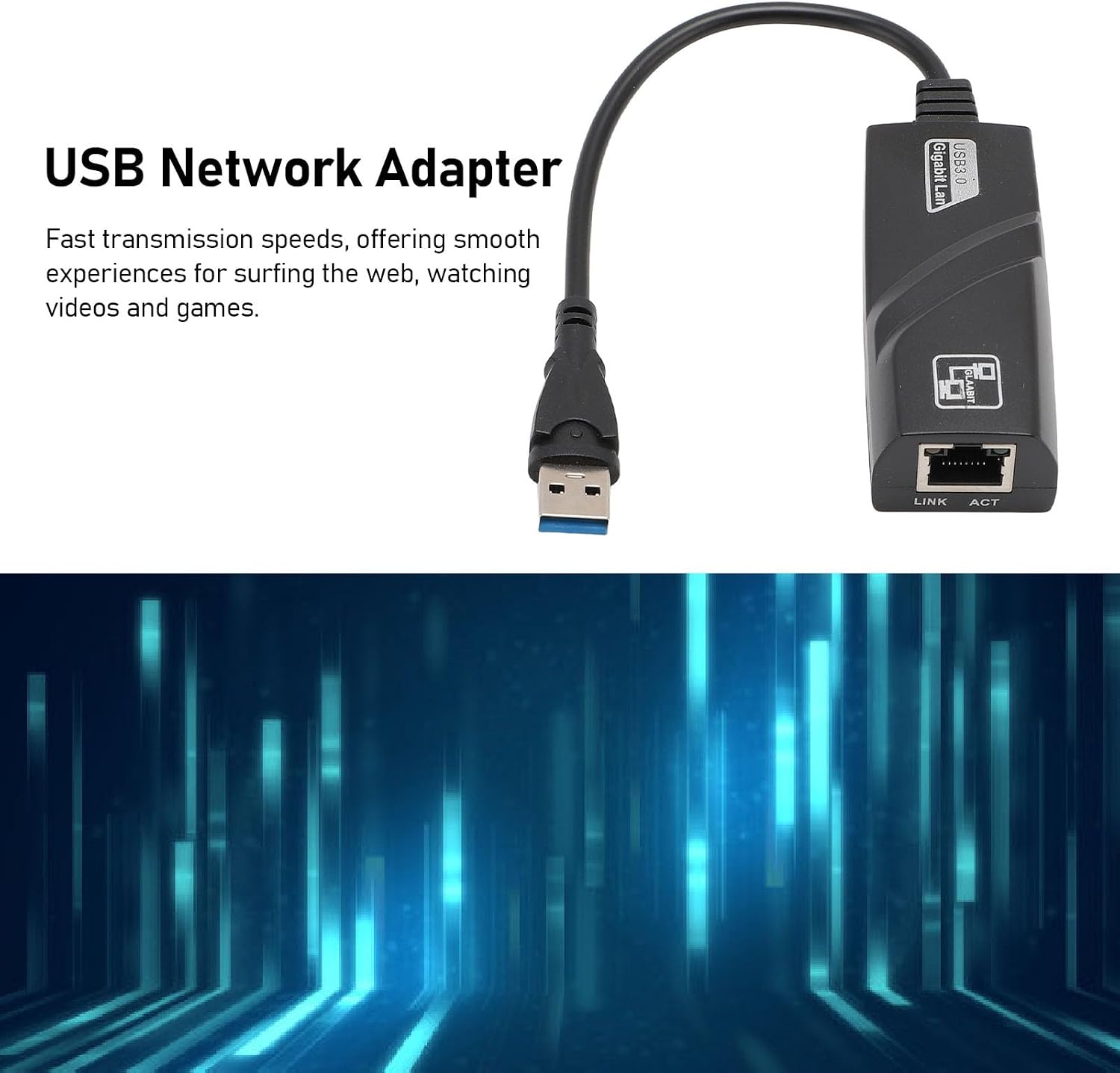 USB Ethernet Adapter, Ultra Speed USB 3.0 to RJ45 Adapter, USB 3.0 to Ethernet Network Adapter Compatible with OS X Linux, 10 100 1000Mbps Speed