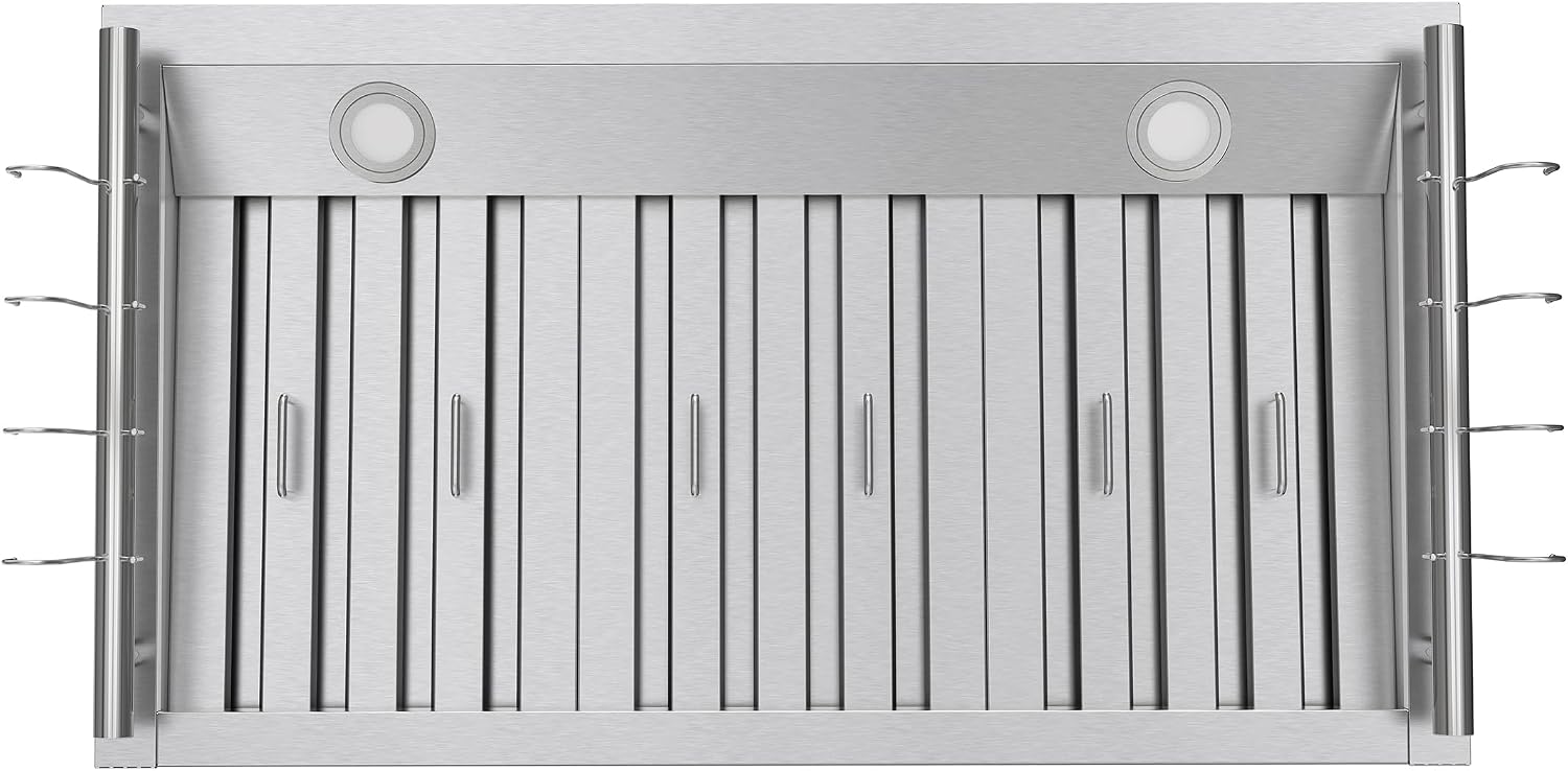 FORNO Venezia 36" Wall Mount Range Hood, 370 CFM Ducted Ventilation – Stainless Steel – LED Lighting, Touch Controls, 3-Speed Fan, Dishwasher-Safe Filters, Quiet, Energy-Efficient Motor – FRHWM5503-36
