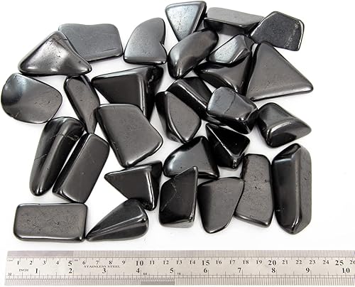 Miniatura 3 de RUMINERAL Piedras de Shungite Tumbled  Auténtica piedra pulida para masaje Reiki Crystal Chakra Curación  1.76 libras