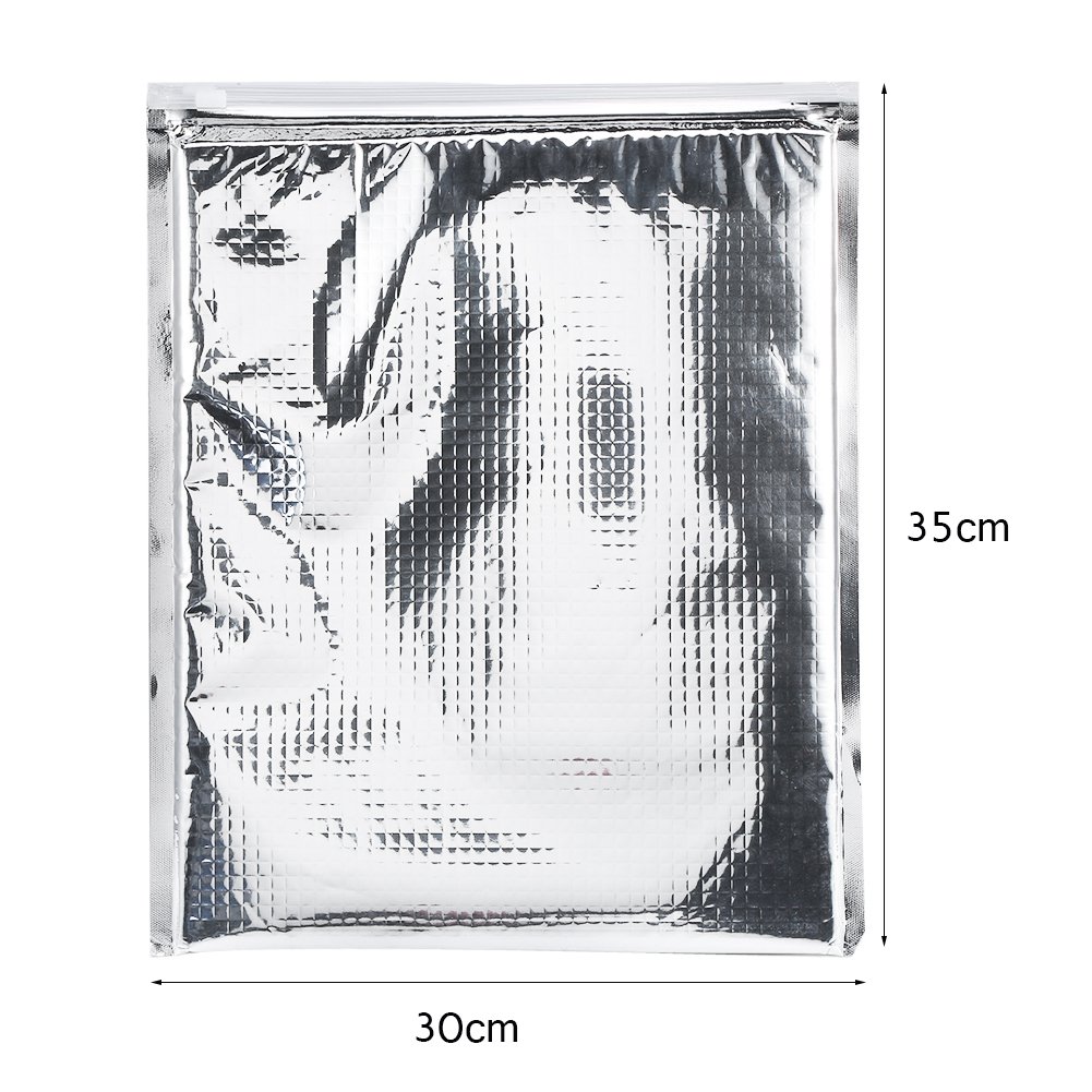 Borse isolate termiche alluminio autosigillanti spesse 30x35 cm set 5 pezzi argento