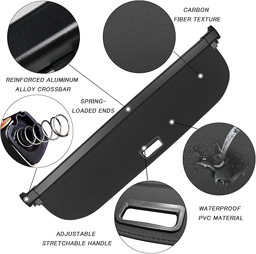Miniatura 9 de Sze Funda de carga para Jeep Cherokee 2019-2023, retráctil para maletero, color negro, protección de seguridad para equipaje, accesorios impermeables